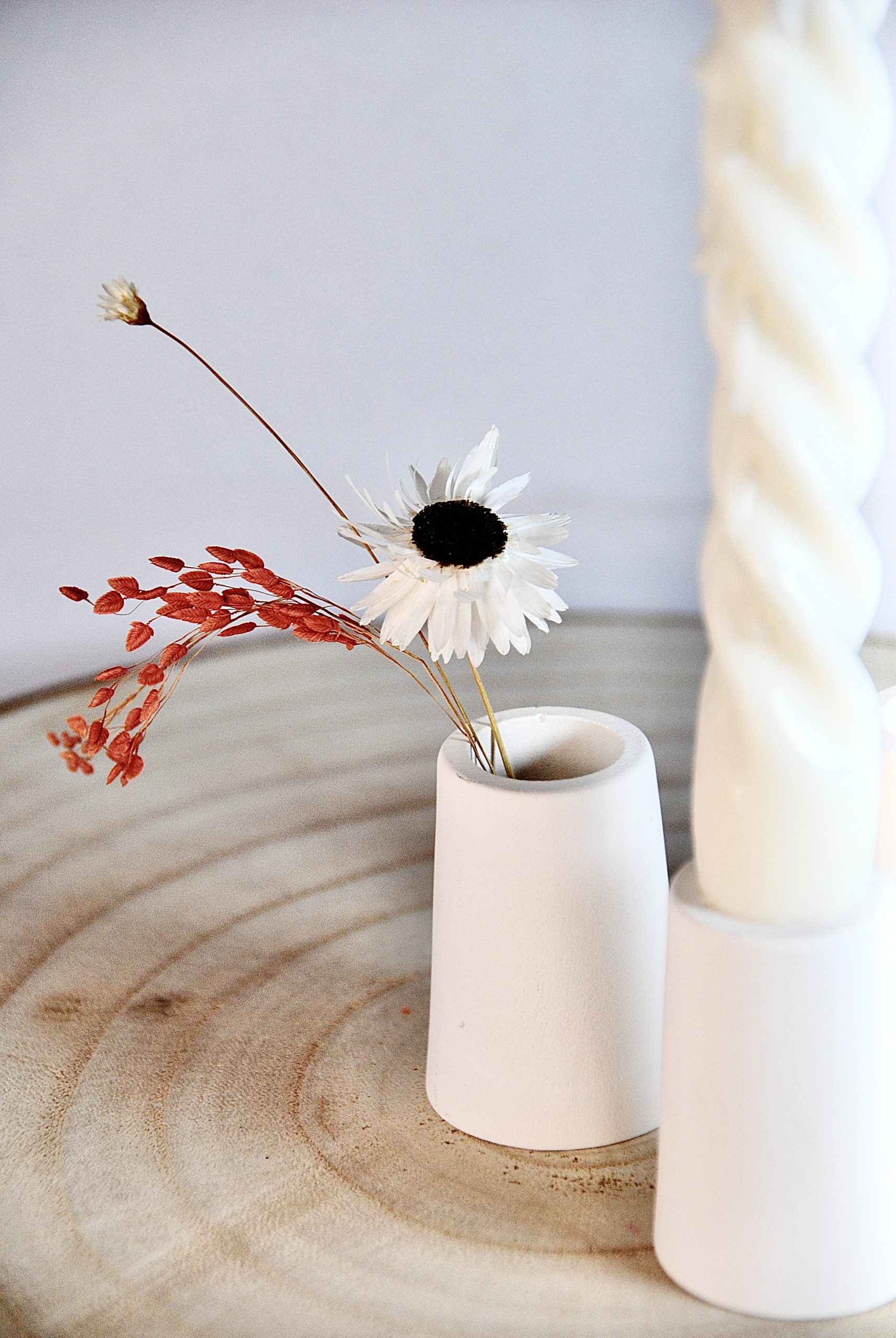 Petit bougeoir Monstera blanc