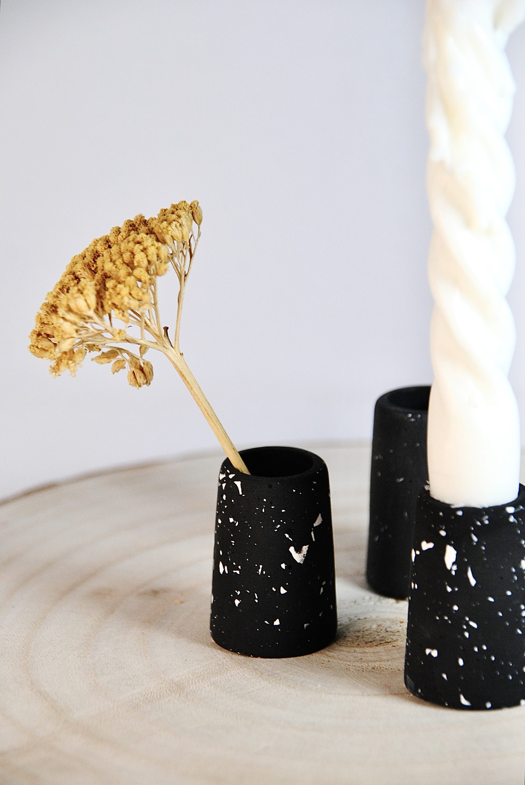 Petit bougeoir Monstera noir terrazzo