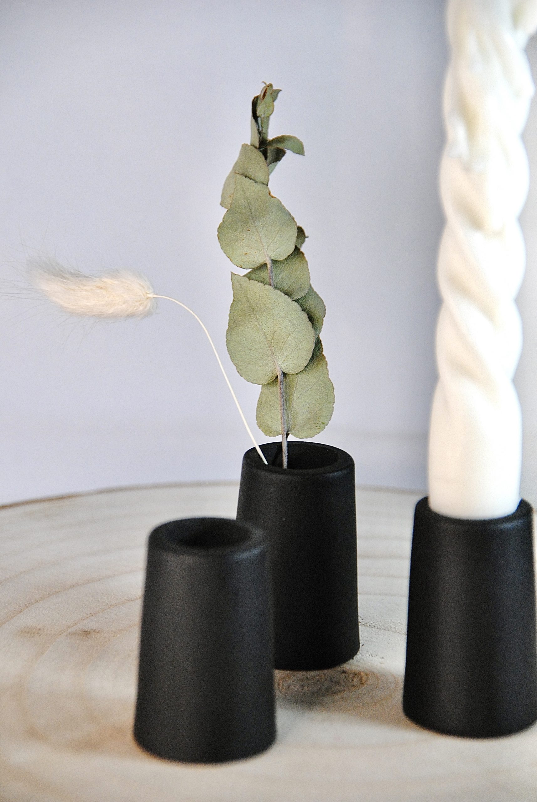 Petit bougeoir Monstera noir